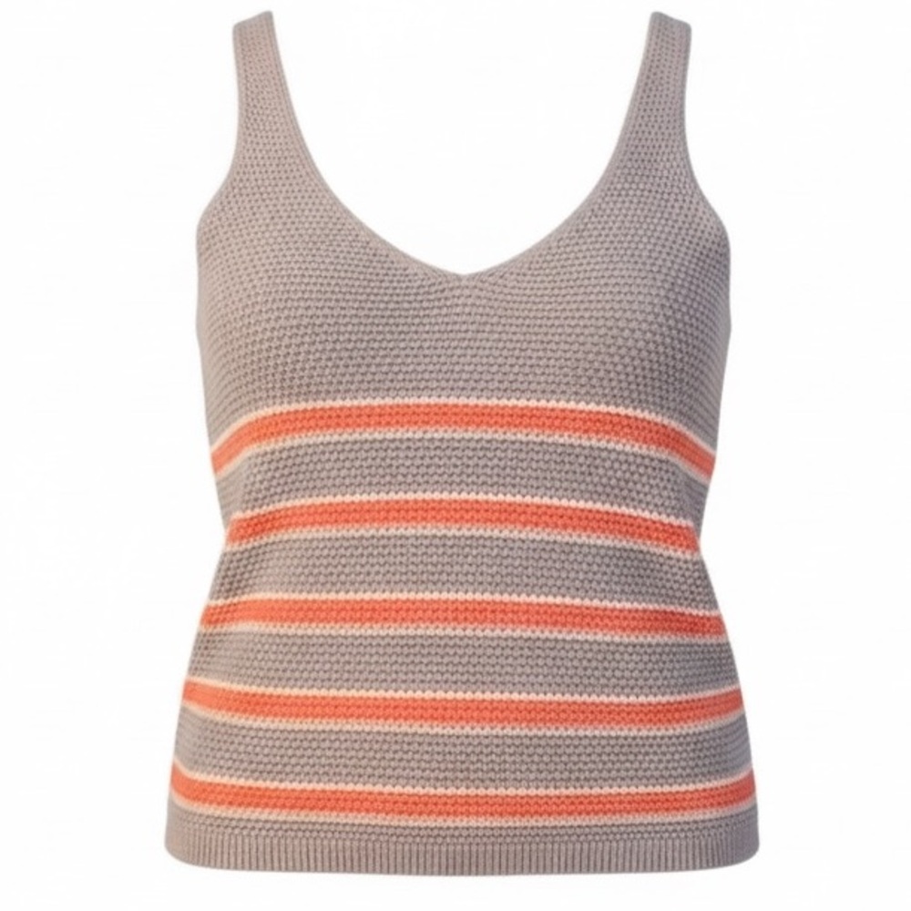 Women's Knit Tank Top - Periwinkle and Coral Stripes